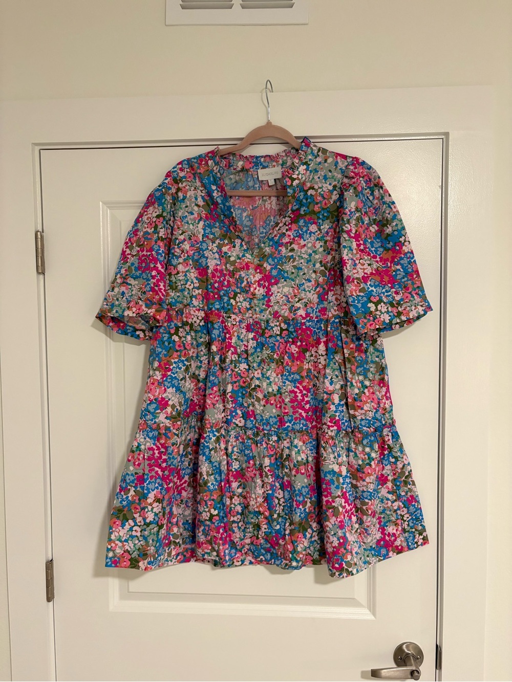 Sugarlips Floral Tiered Mini Dress in Bright Multi